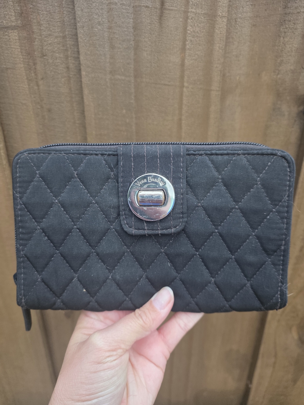 Vera Bradley Black Quilted Zip-Around Wallet